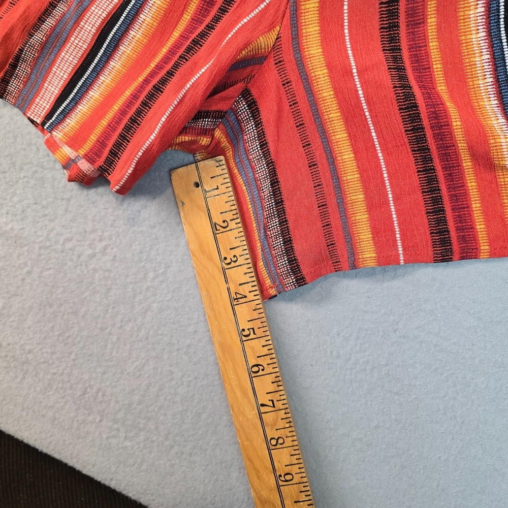 Burnt Orange Medium Romper Striped Boho Sleeveless Elastic Waist Lightweight - Picture 4 of 7